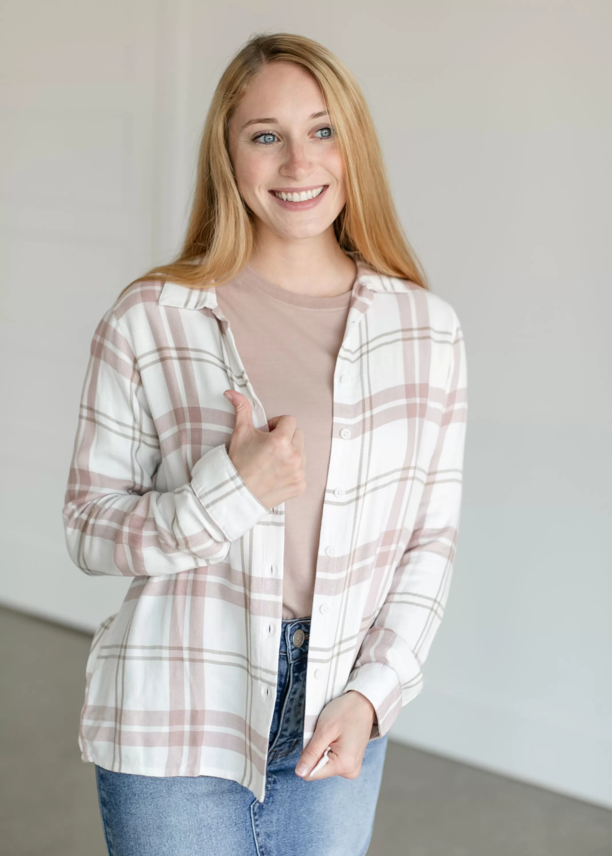 Online Rumi Button Up Plaid Top Women Nursing Friendly