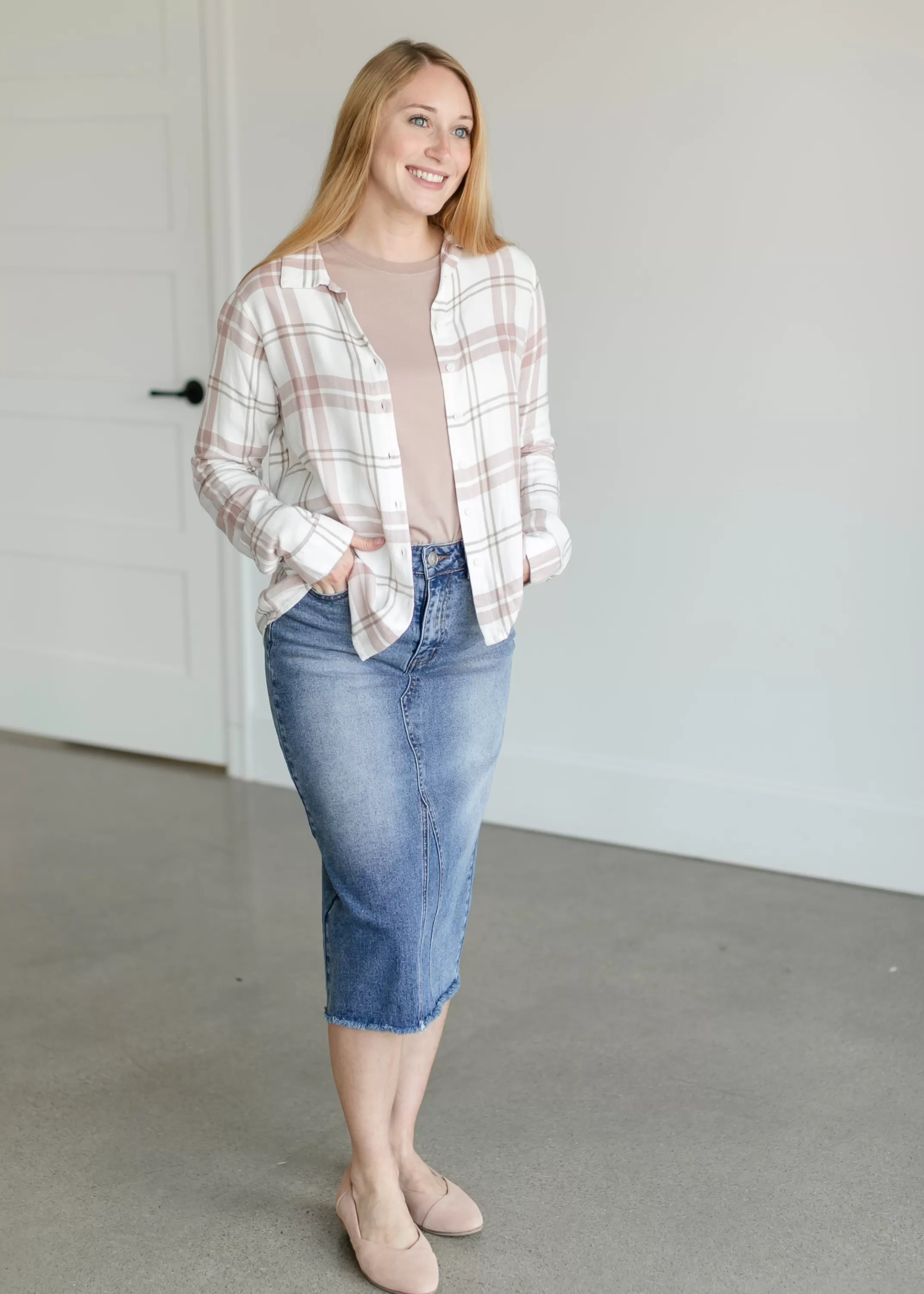 Online Rumi Button Up Plaid Top Women Nursing Friendly