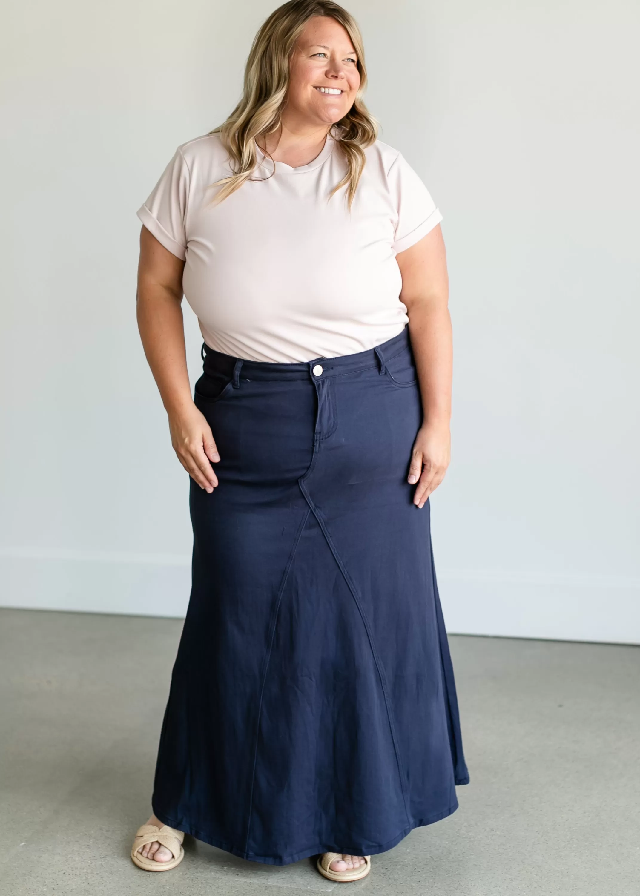 Flash Sale Ruth A-Line Navy Maxi Skirt Women Plus Size