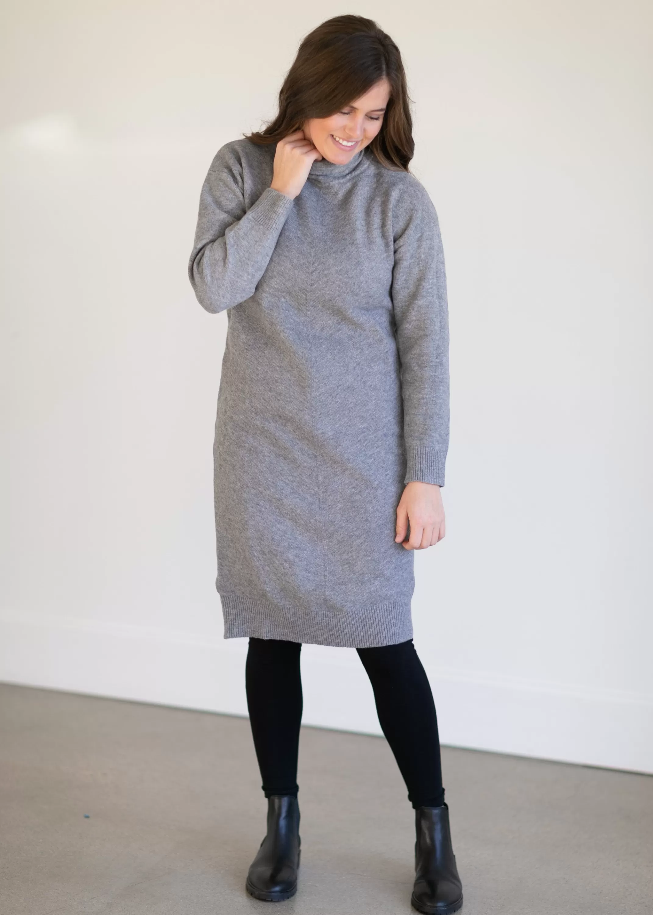 Fashion Samantha Cowl Neck Sweater Dress Women Maternity Friendly