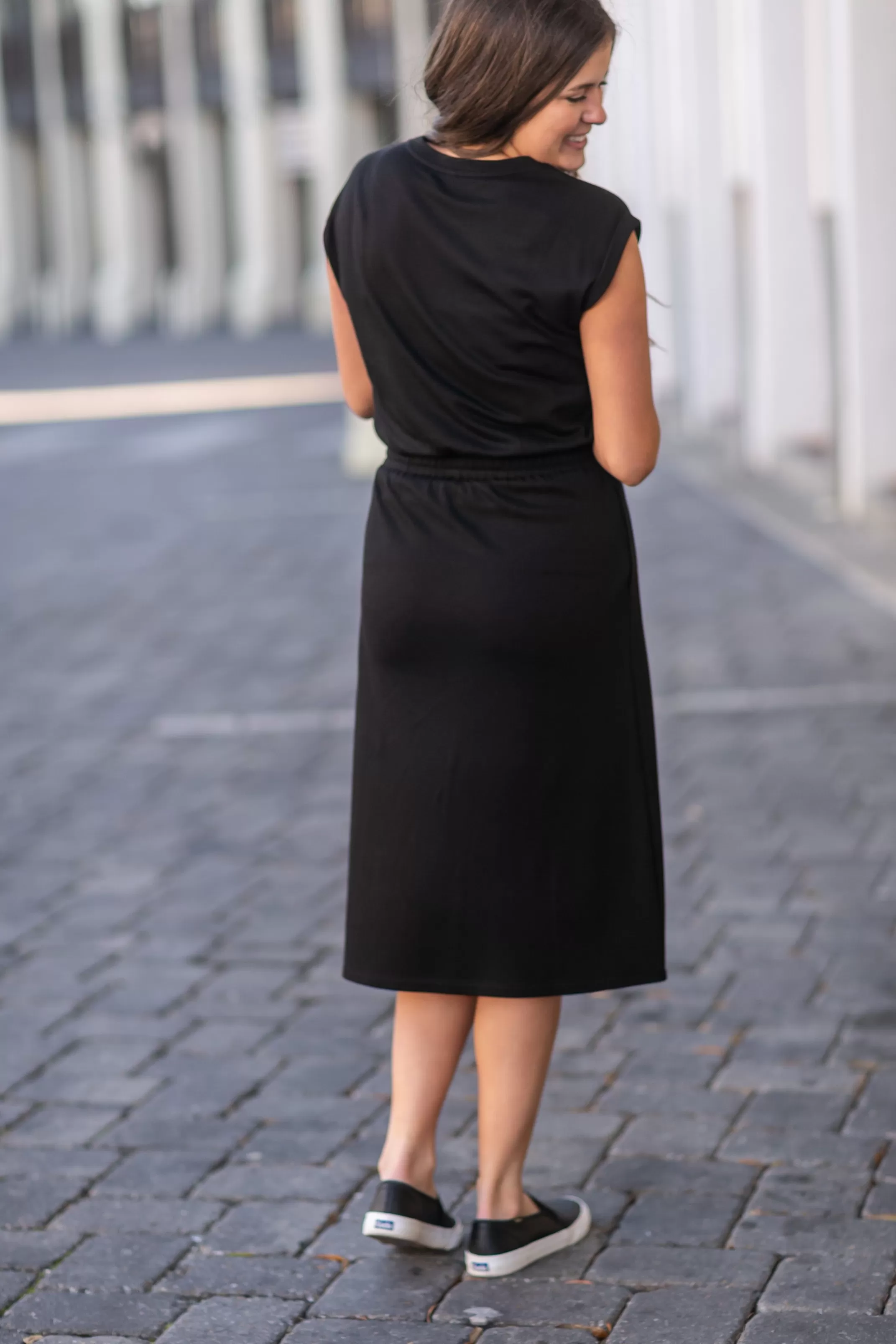 Outlet Sami Black Knit Midi Dress Women Plus Size