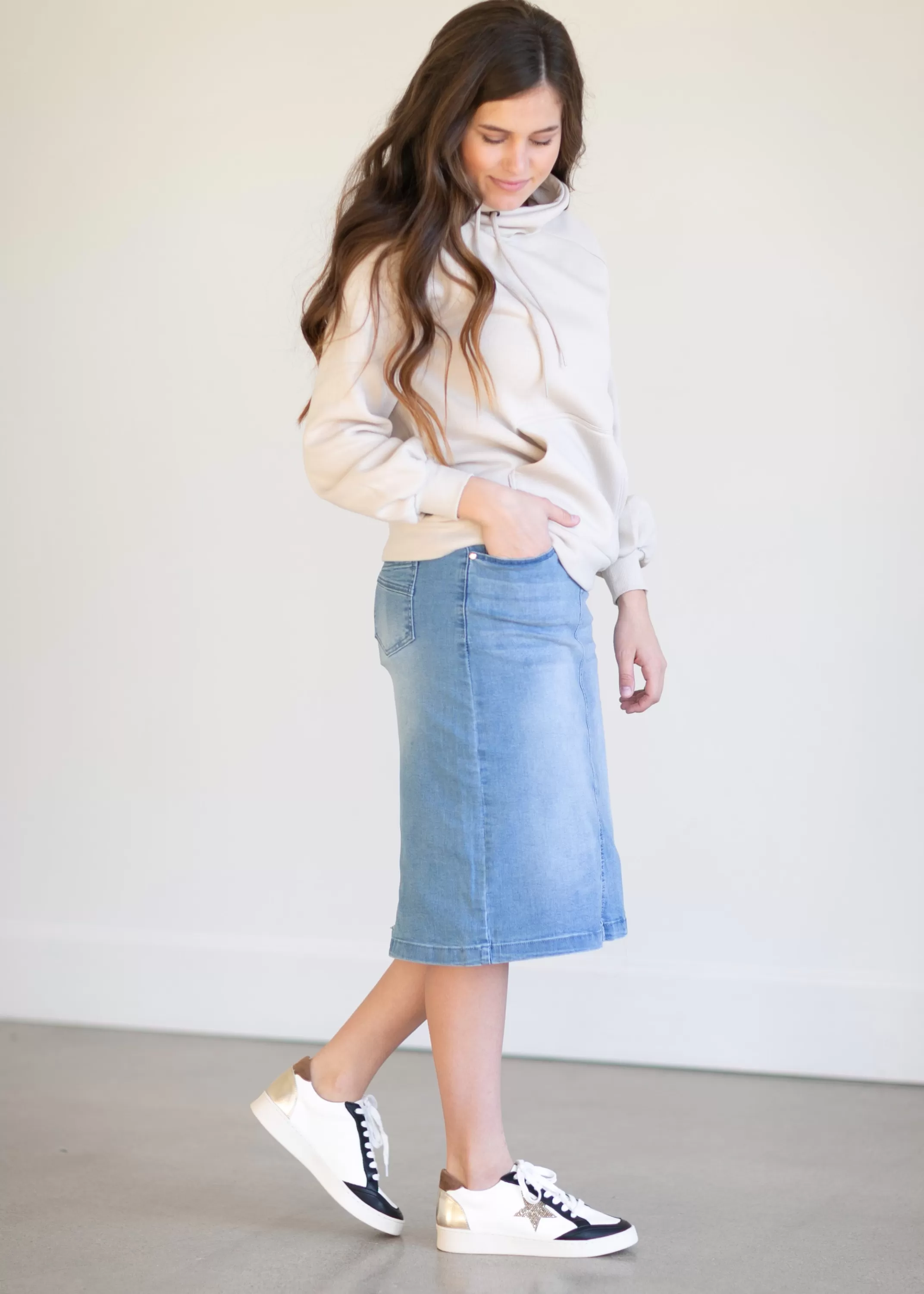 Clearance Sandra Light Wash Denim Skirt Women Skirts