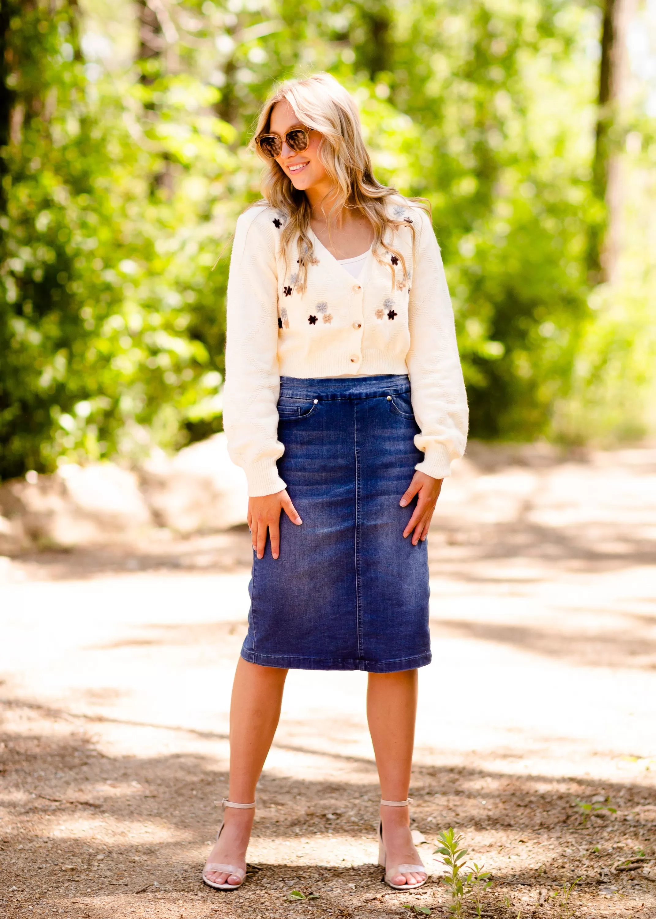 New Sandra Vintage Wash Midi Skirt Women Plus Size