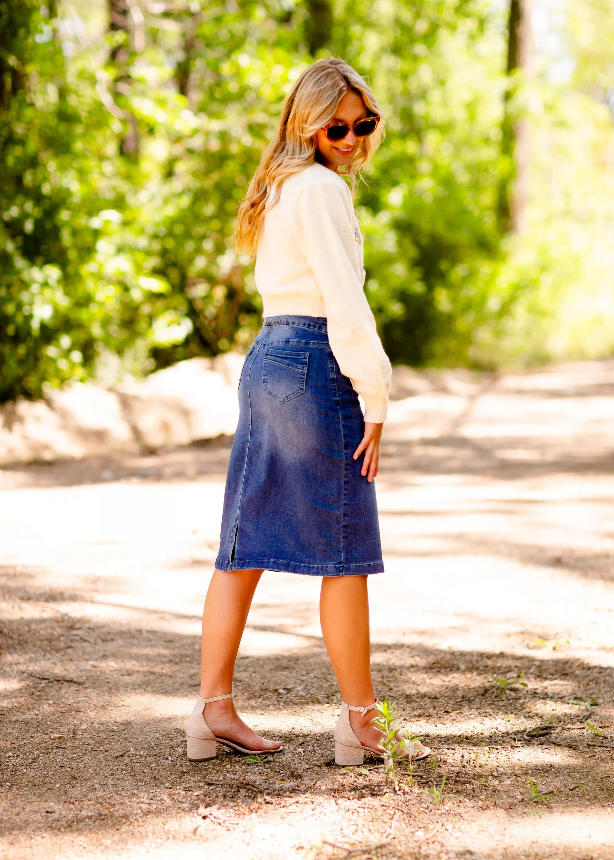 New Sandra Vintage Wash Midi Skirt Women Plus Size