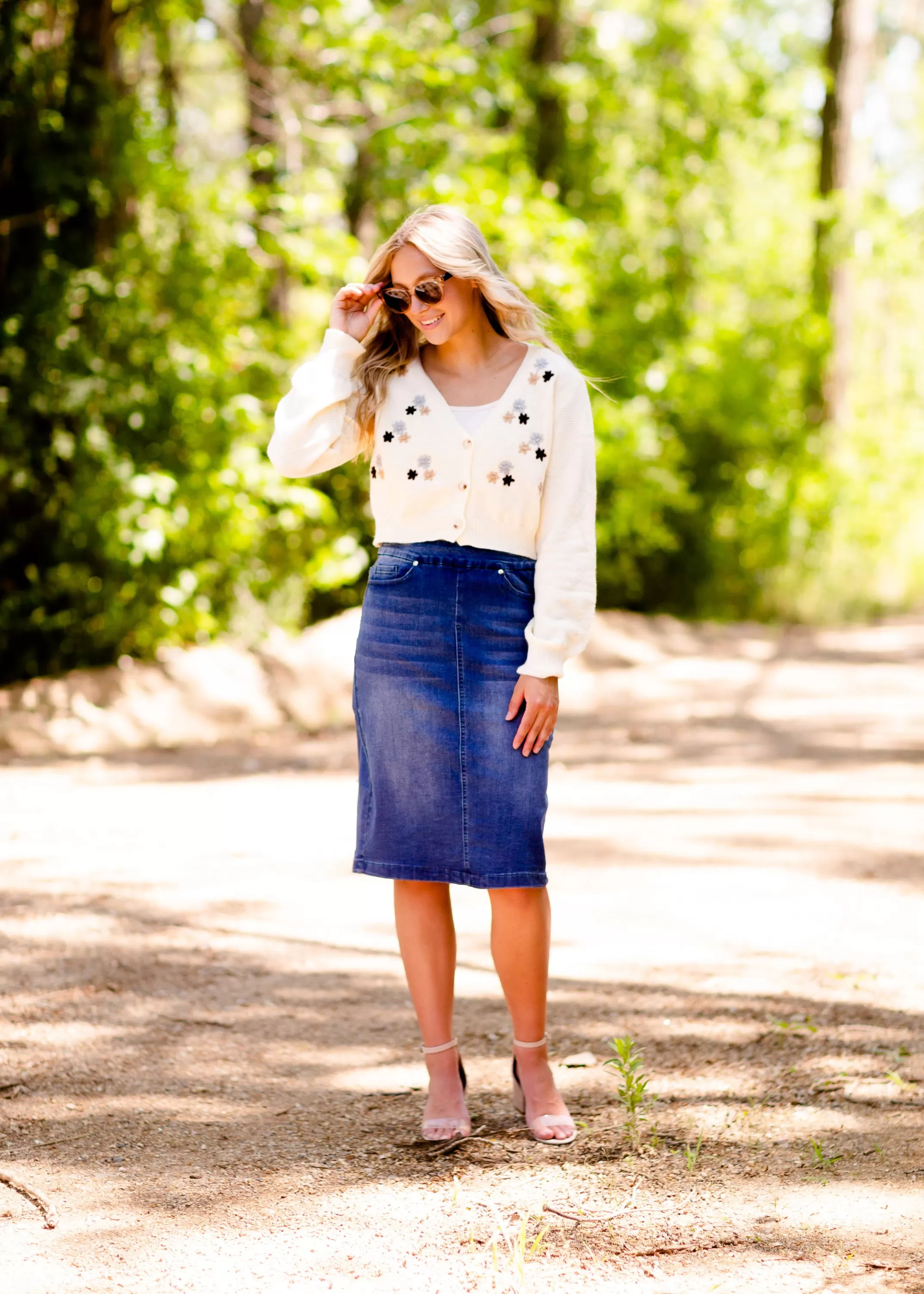 New Sandra Vintage Wash Midi Skirt Women Plus Size