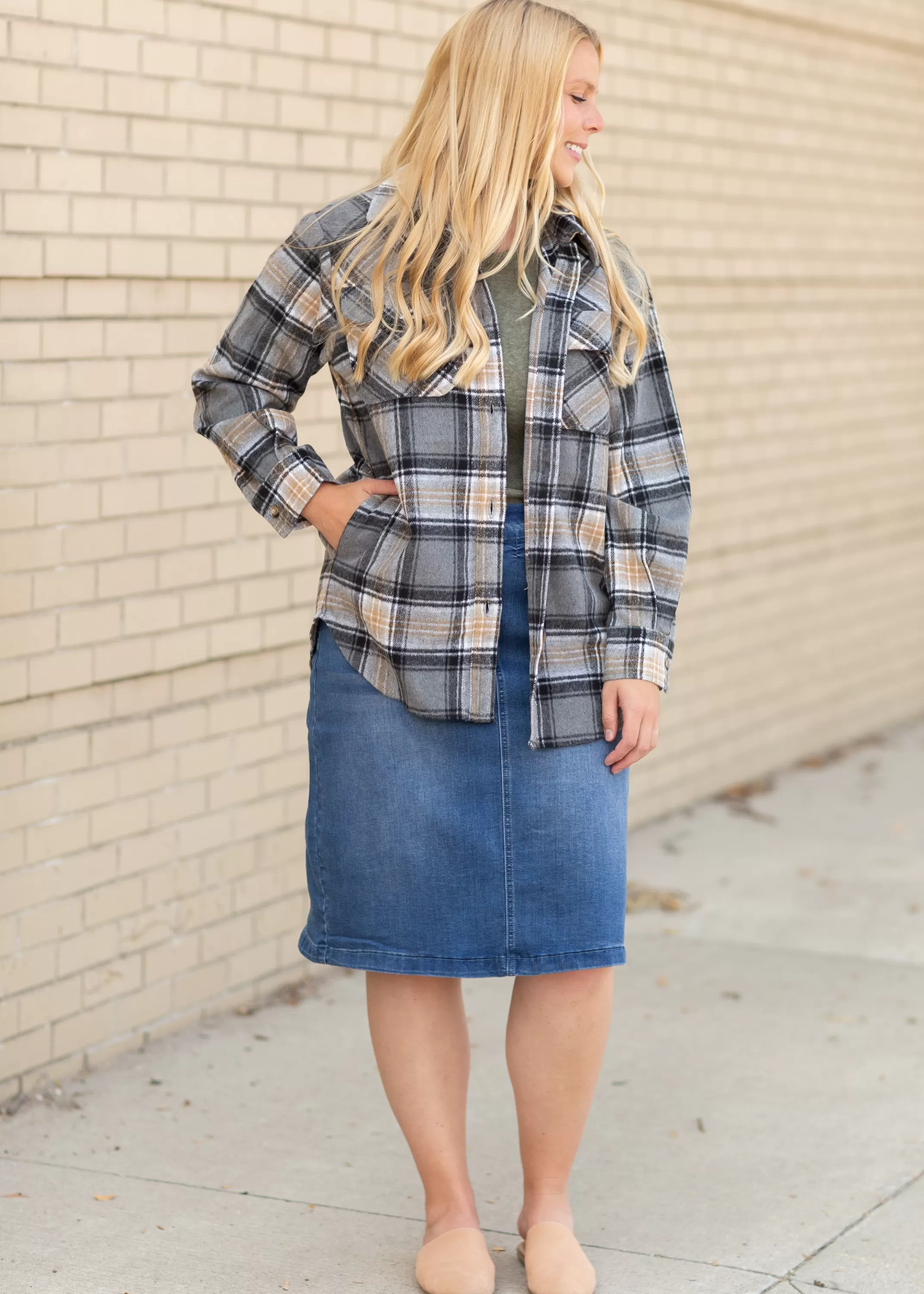 New Sandra Vintage Wash Midi Skirt Women Plus Size
