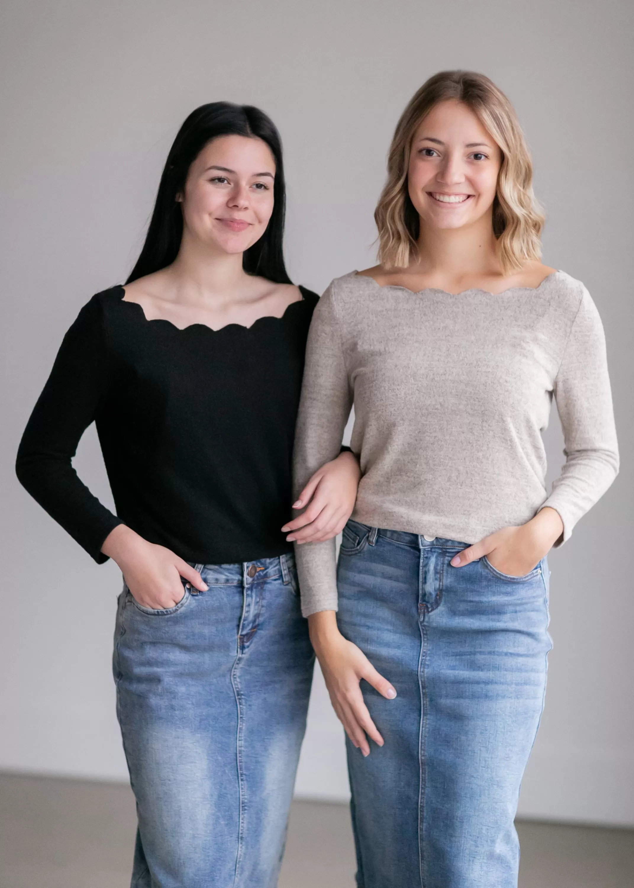 Online Shanda Scalloped Boatneck Top Women Plus Size