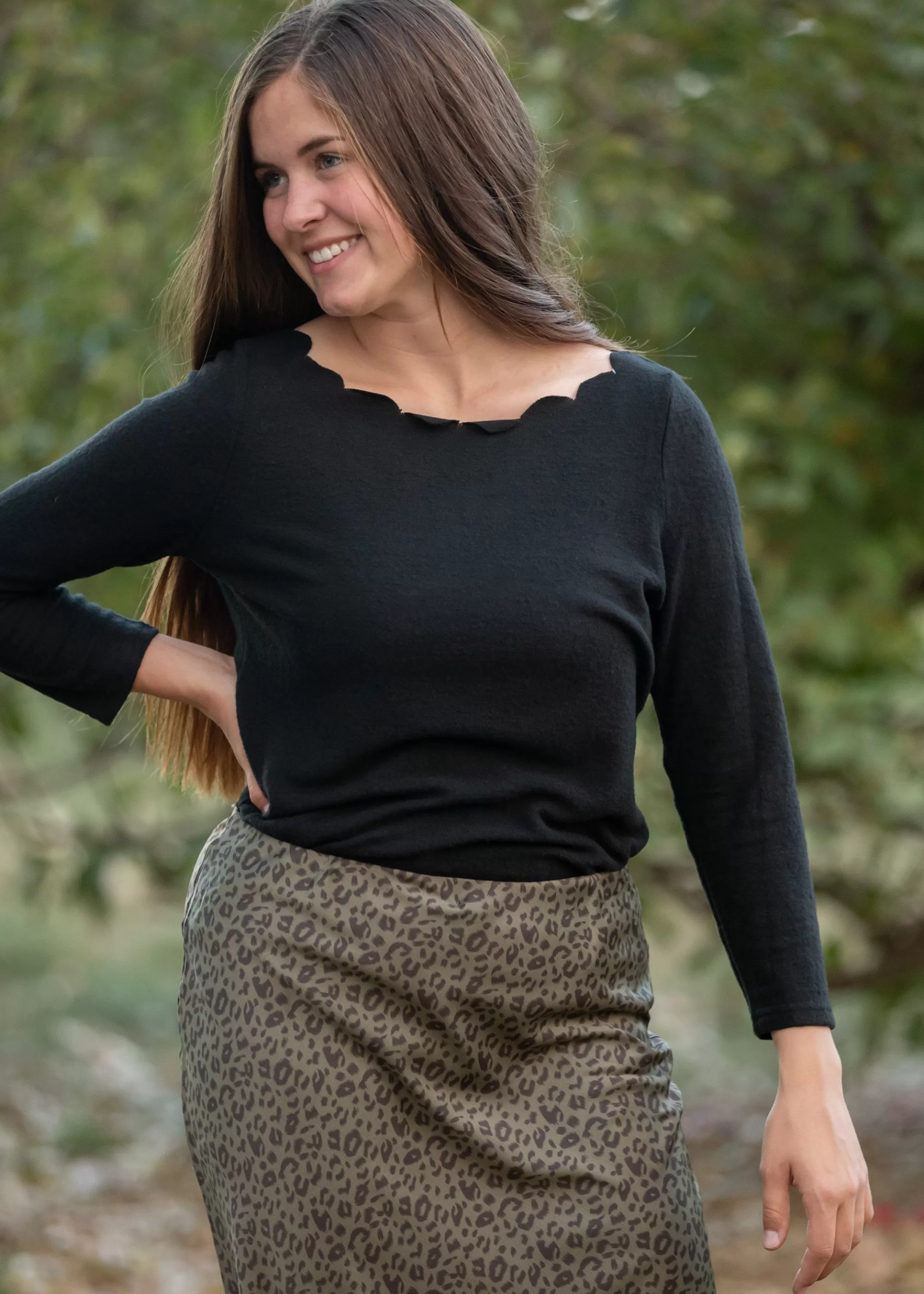 Online Shanda Scalloped Boatneck Top Women Plus Size