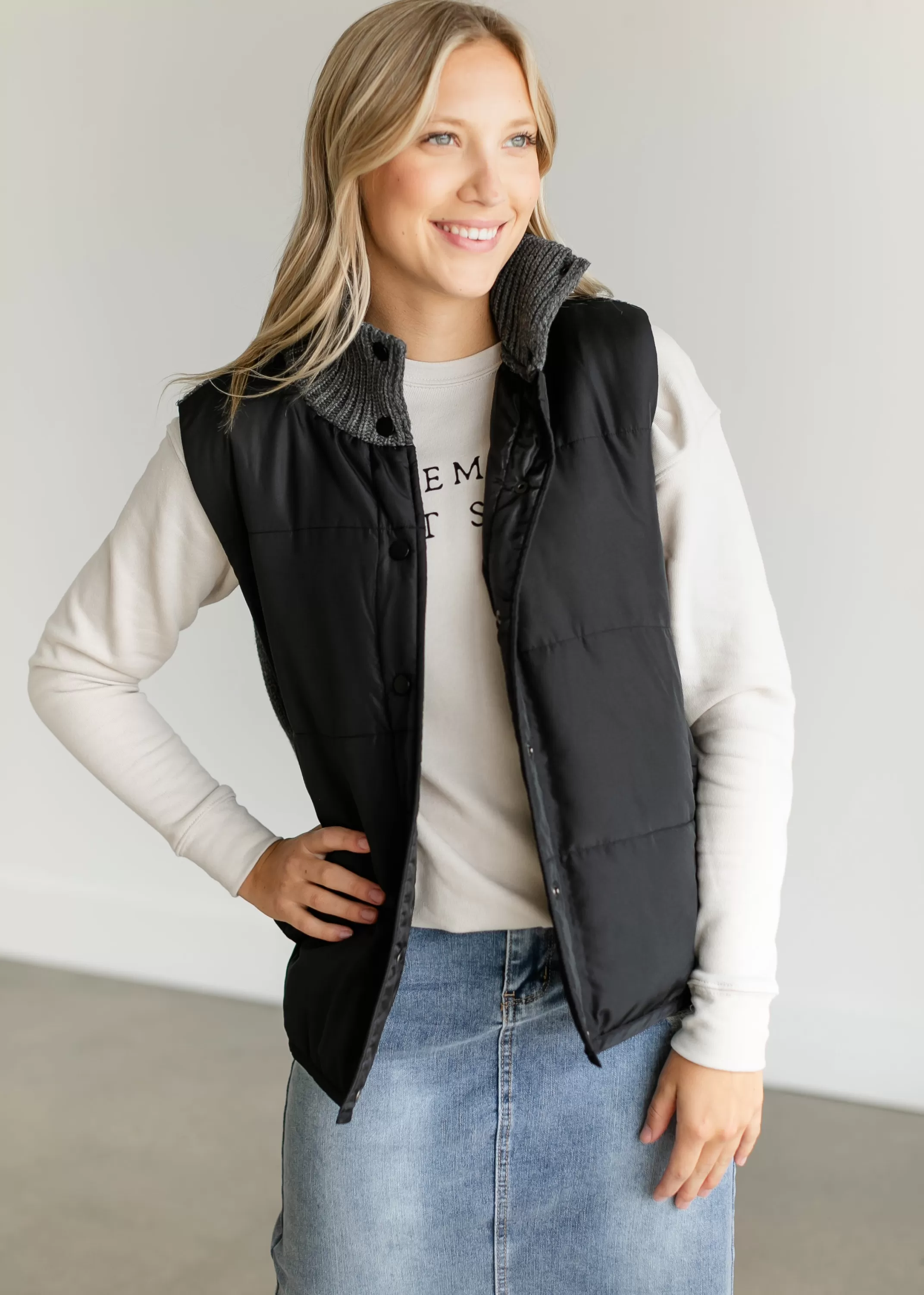 Store Snap Up Active Knit Vest Women Sleeveless