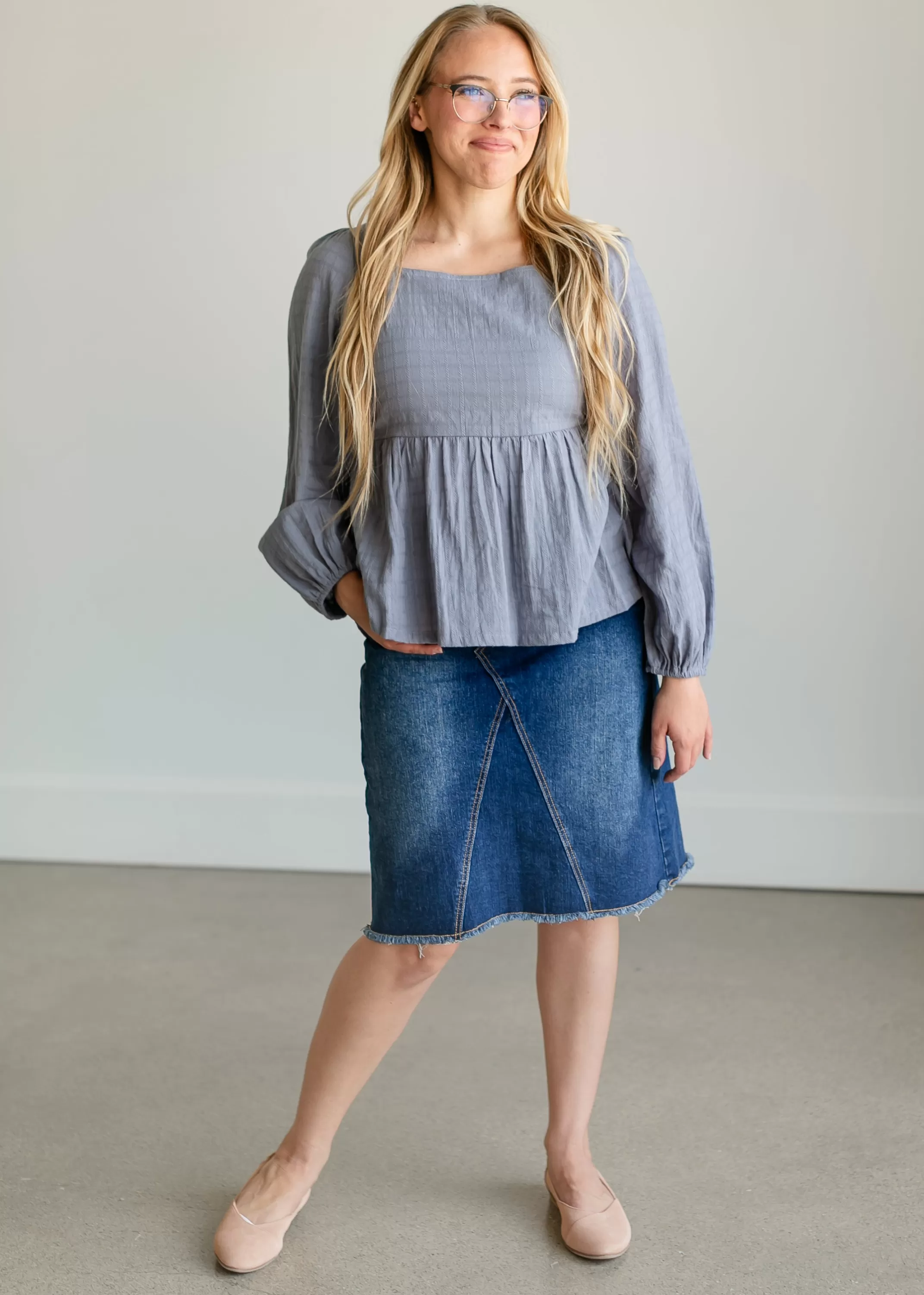 Shop Square Neck Peasant Long Sleeve Top Women Long Sleeve