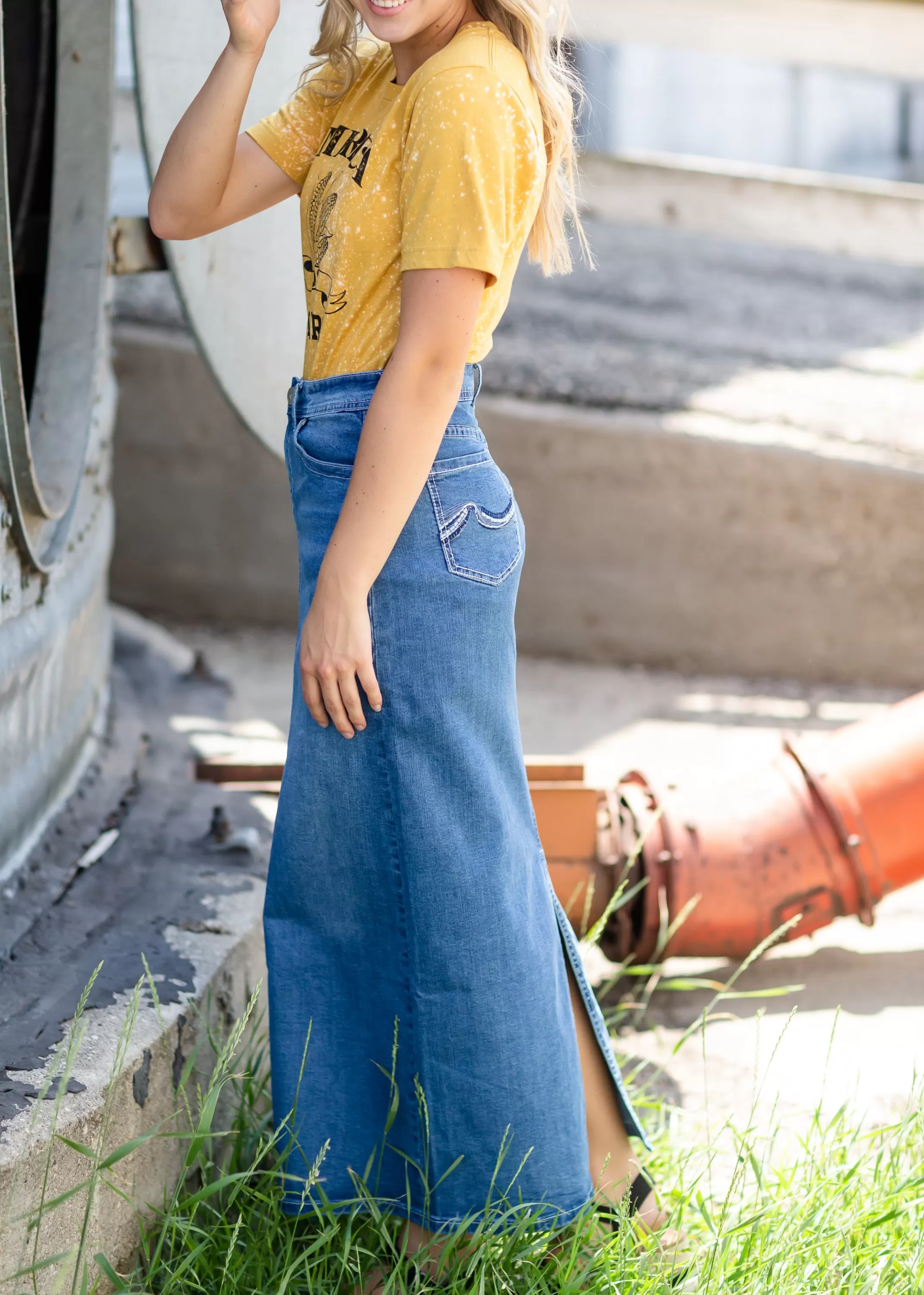 Cheap Stella Light Long Denim Skirt Women Plus Size