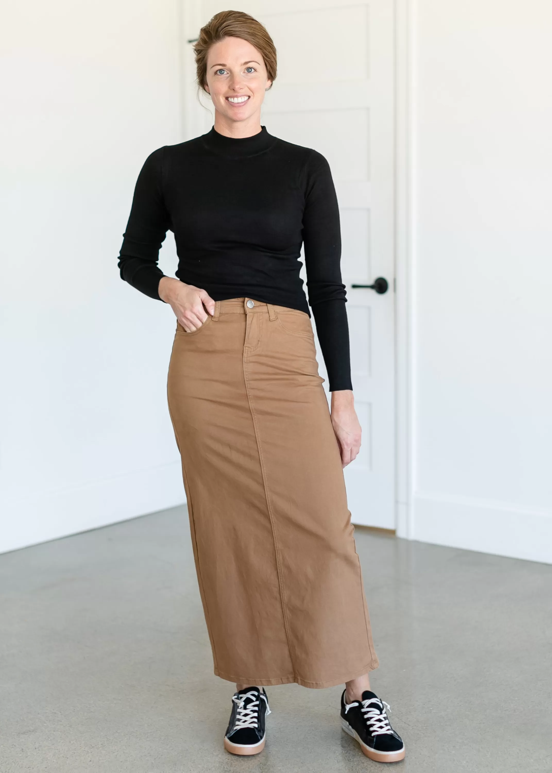 Store Stella Toasted Coconut Denim Maxi Skirt Women Plus Size