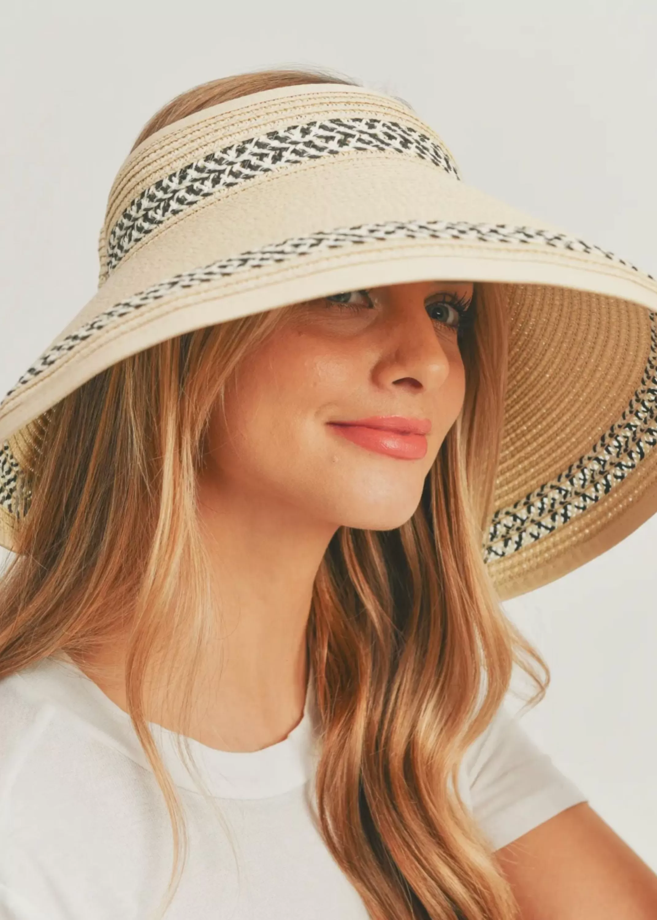 New Straw Two Pattern Roll Up Sun Visor Women Accessories