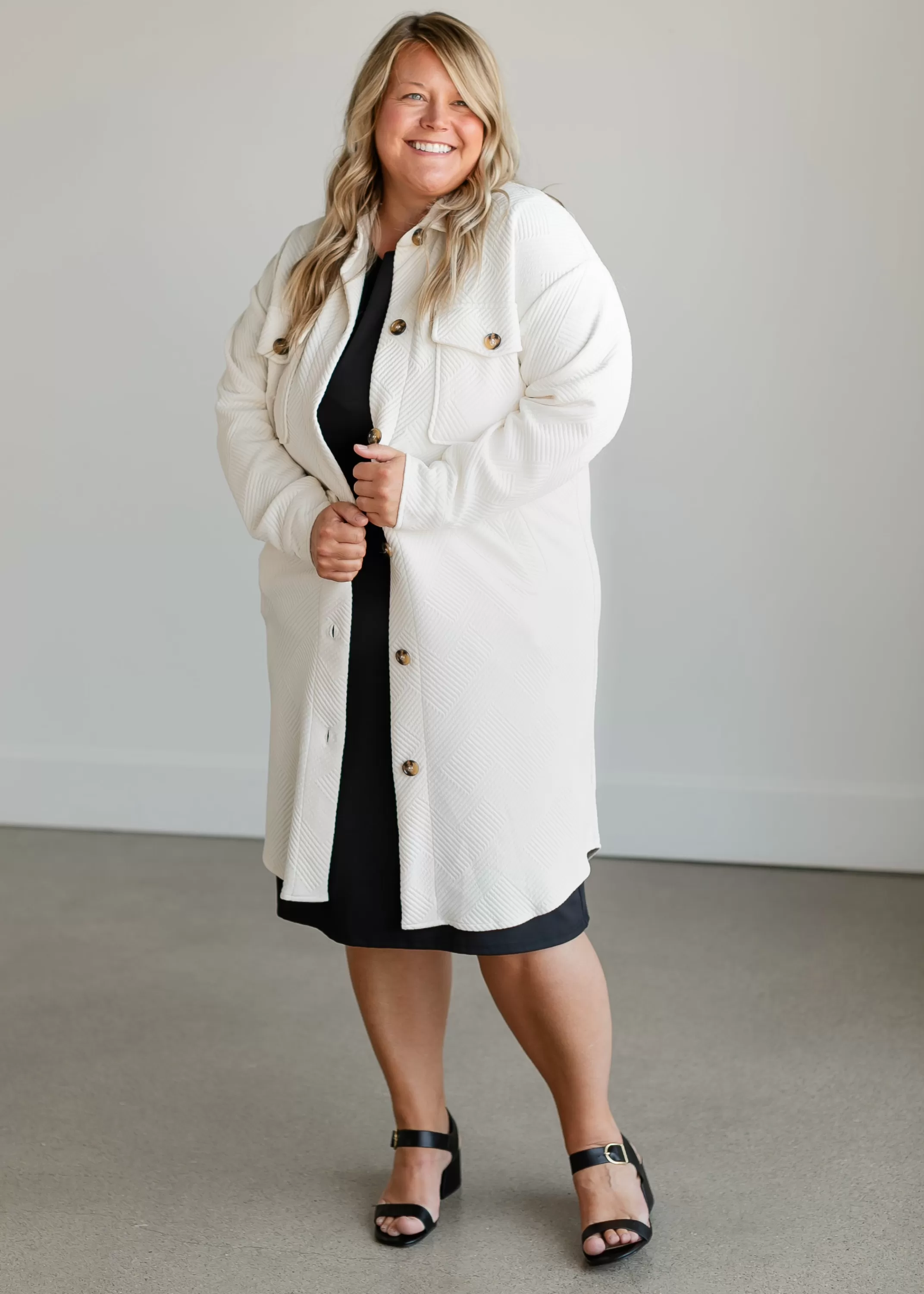 Sale Textured Duster Long Shacket Women Jackets