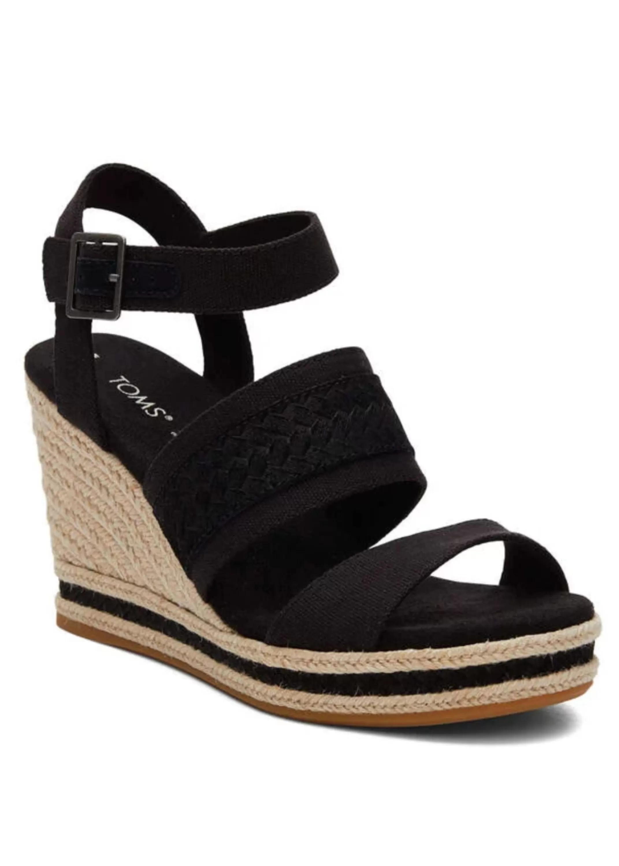 Sale Madelyn Black Canvas Wedge Sandal Women Shoes