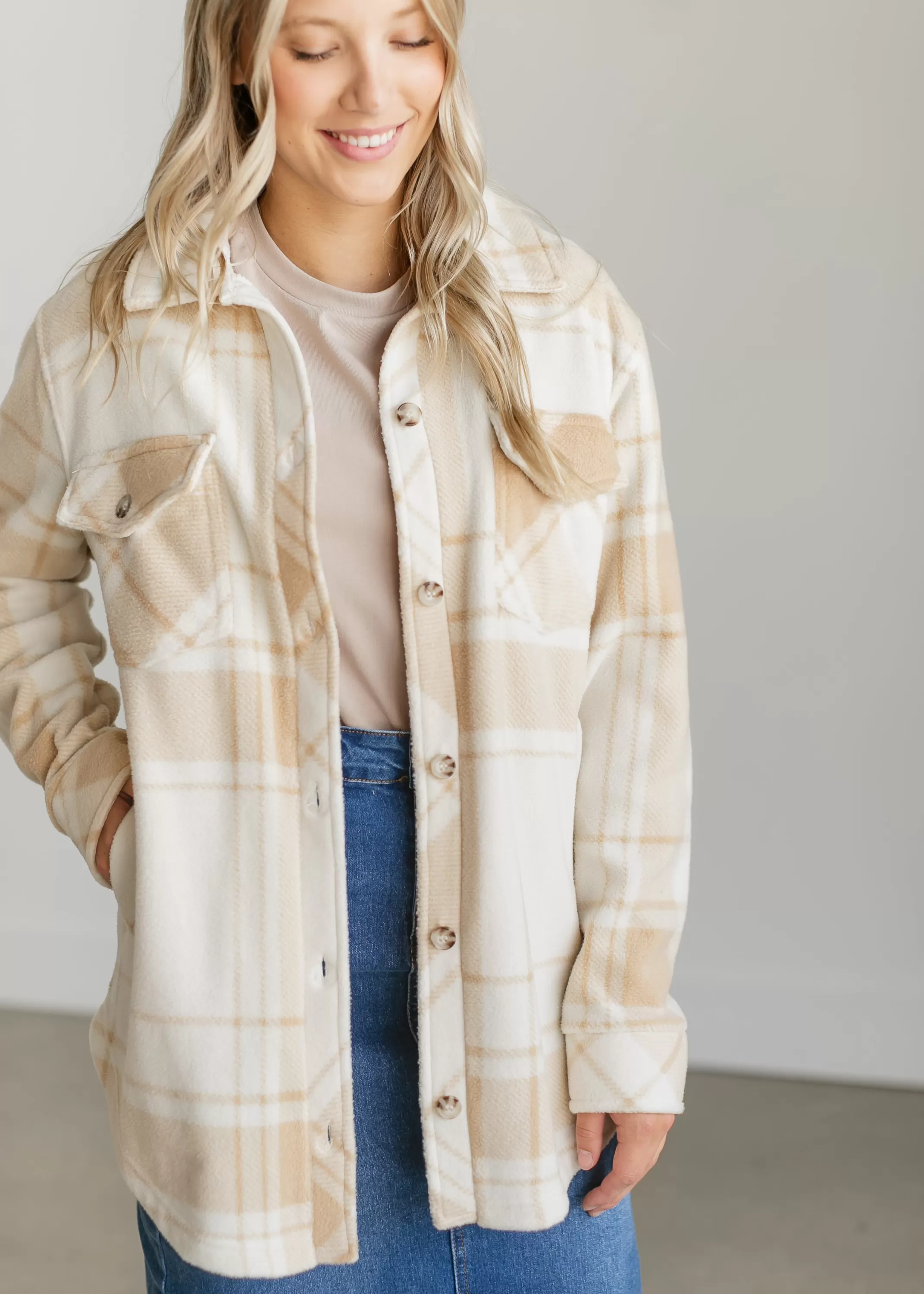 Outlet Tullis Plaid Button Up Jacket Women Nursing Friendly