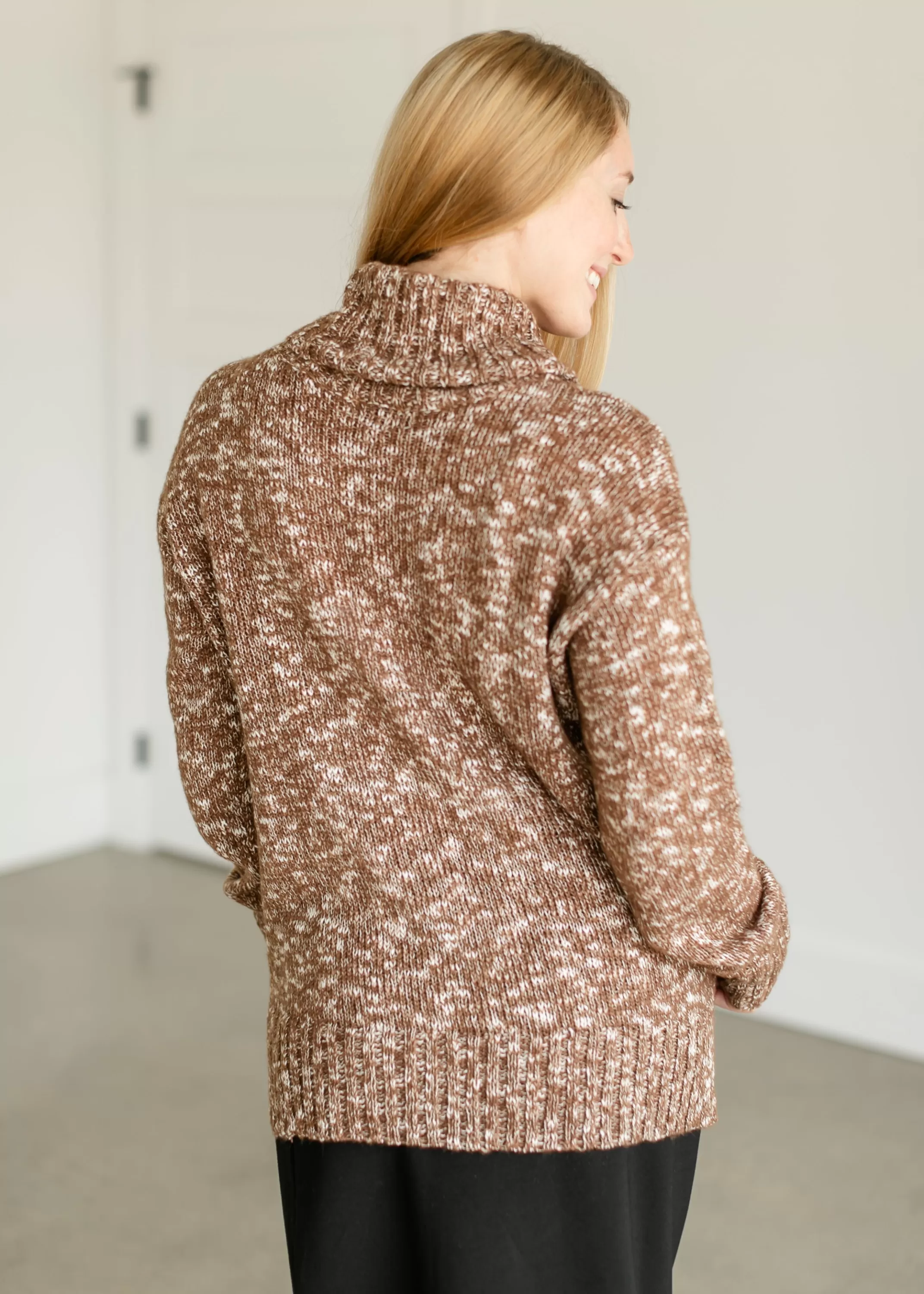 Store Two Tone Turtleneck Sweater Women Long Sleeve