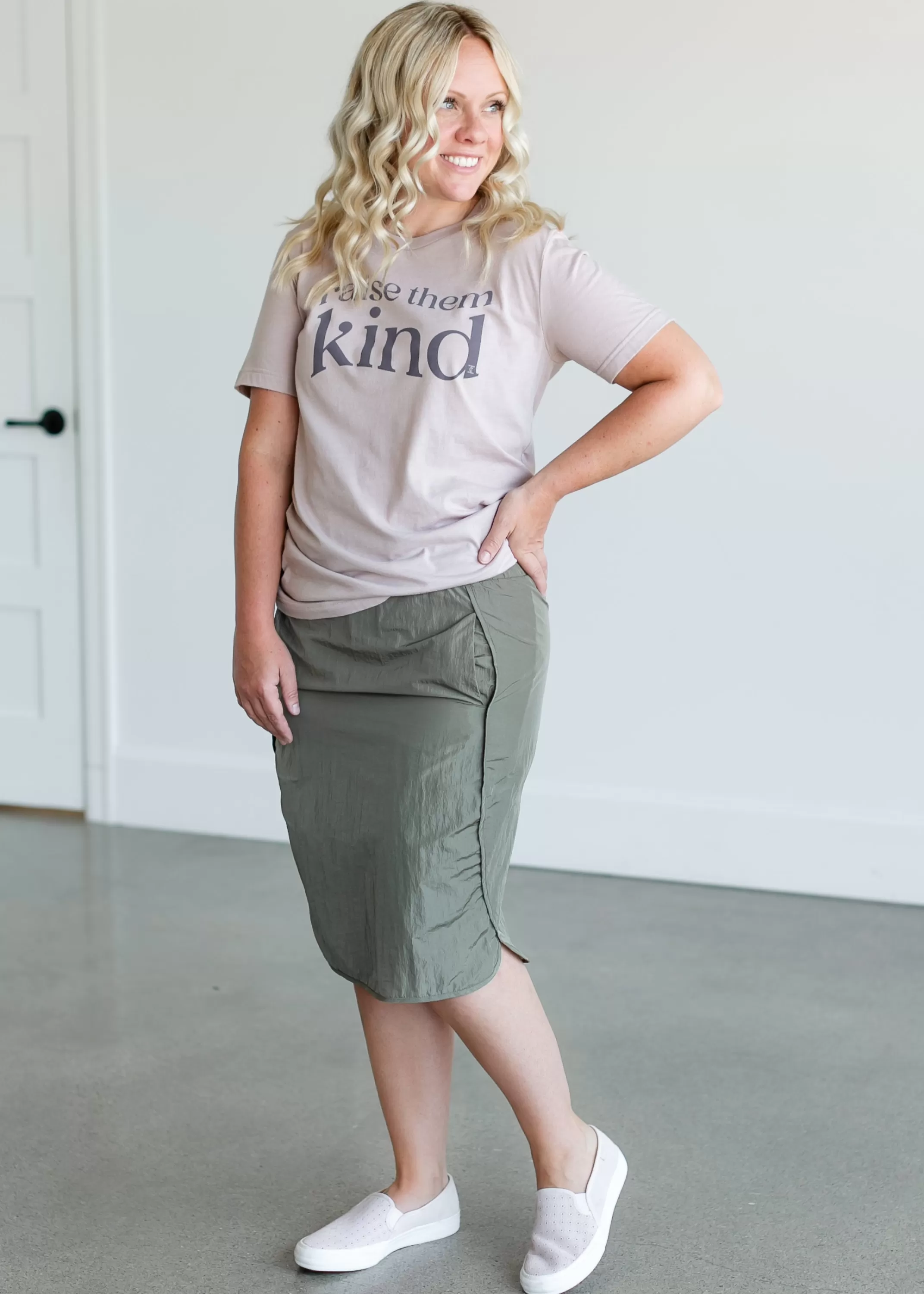 Cheap Windy Breaker Midi Skirt Women Plus Size