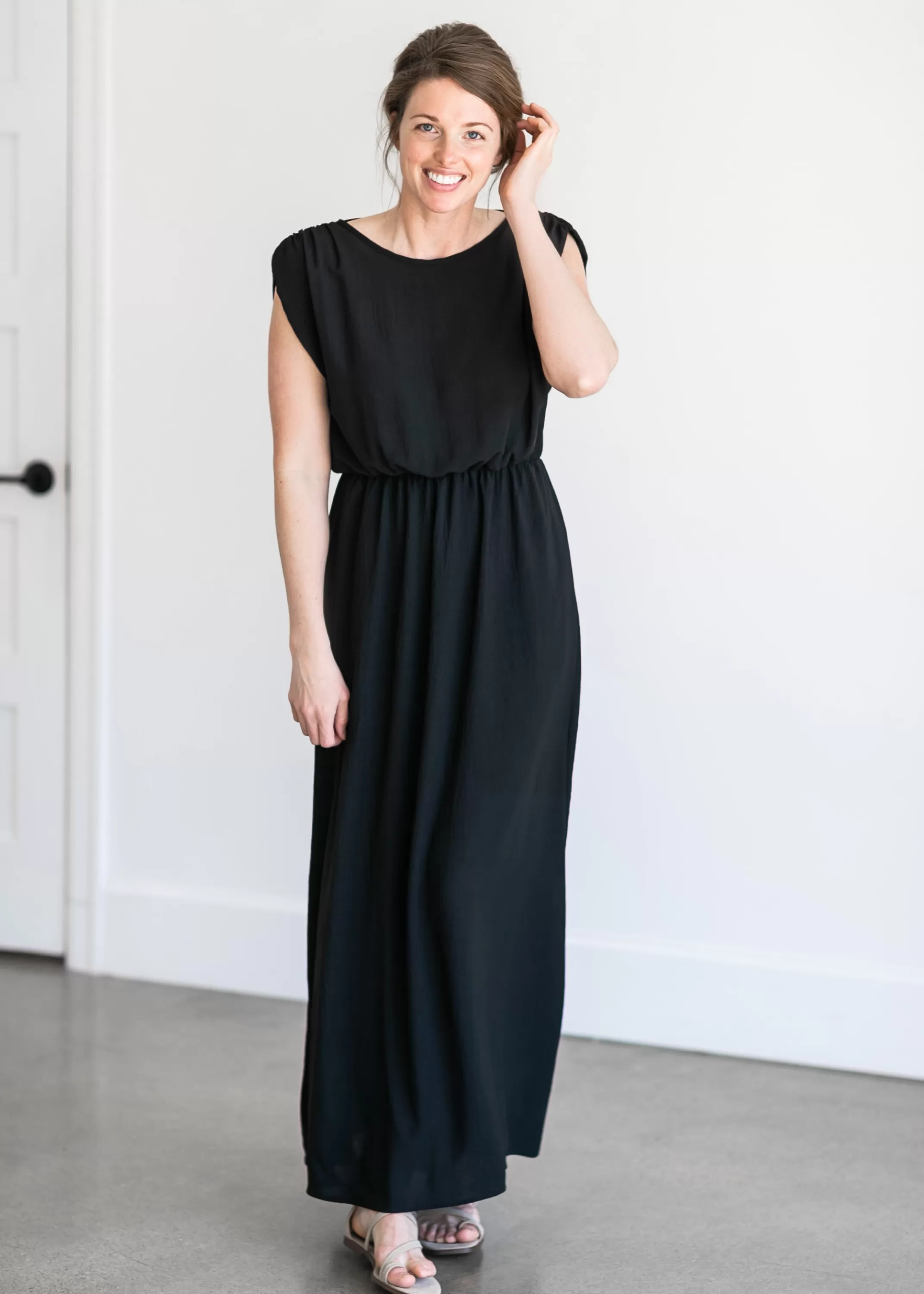 Sale Woven Black Maxi Dress Women Maternity Friendly