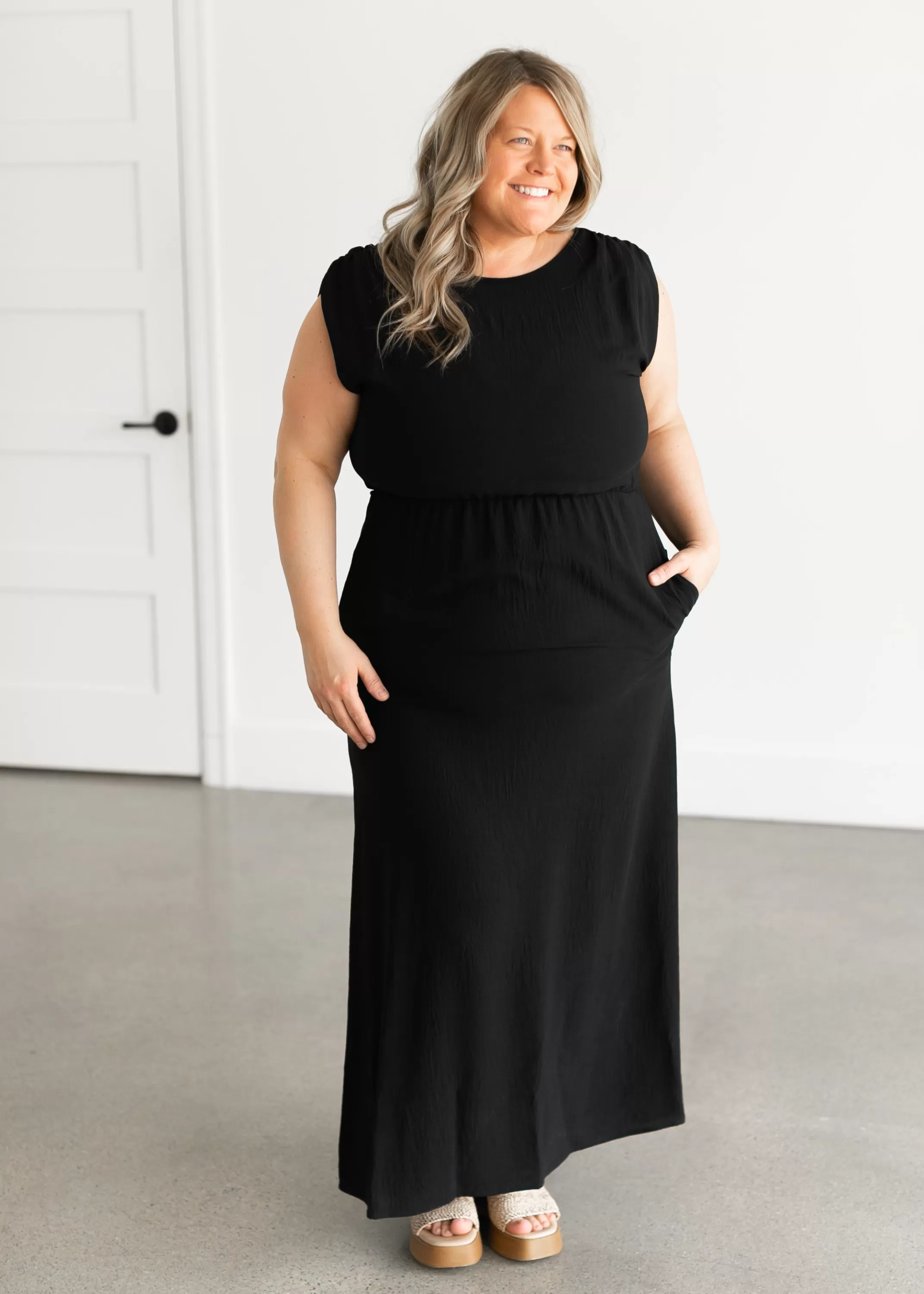 Sale Woven Black Maxi Dress Women Maternity Friendly