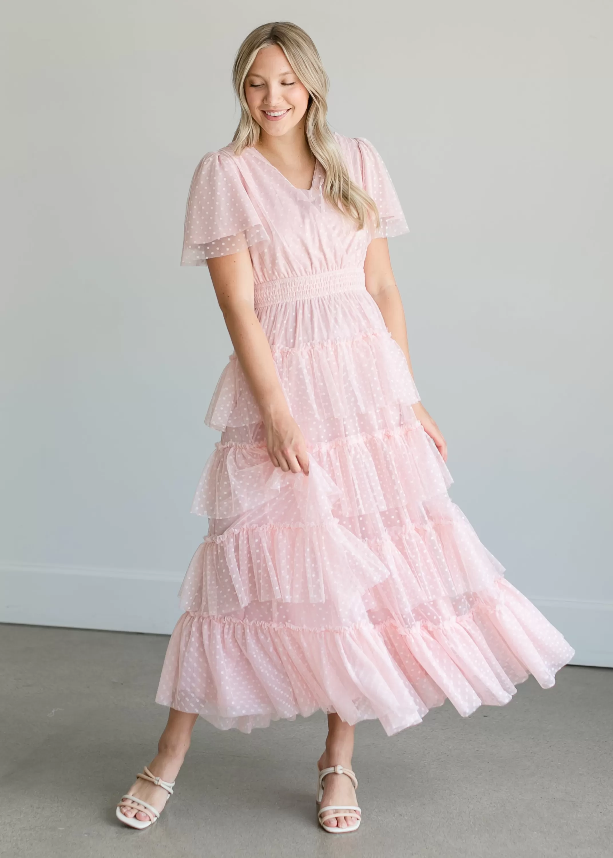 Shop Wrap Swiss Dot Tulle Midi Dress Women Nursing Friendly
