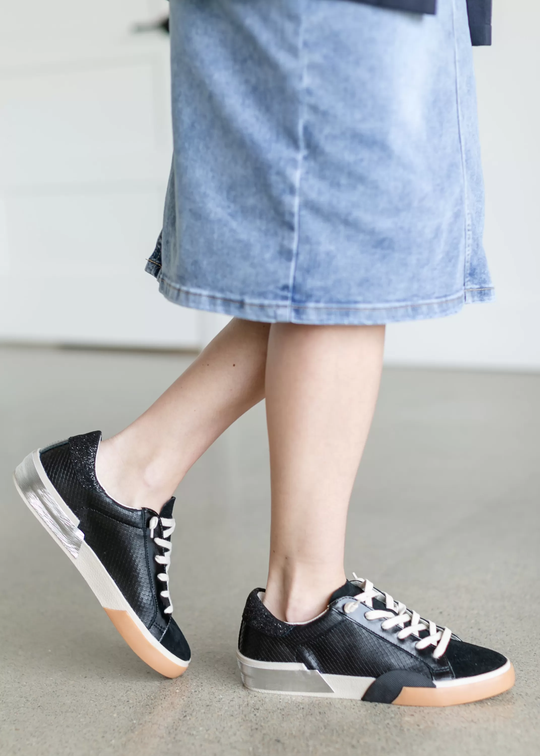 Sale Zina Onyx Embossed Leather Sneaker Women Shoes